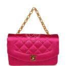 Vintage Chanel Mini Diana Flap Bag Fuchsia Satin Gold Hardware