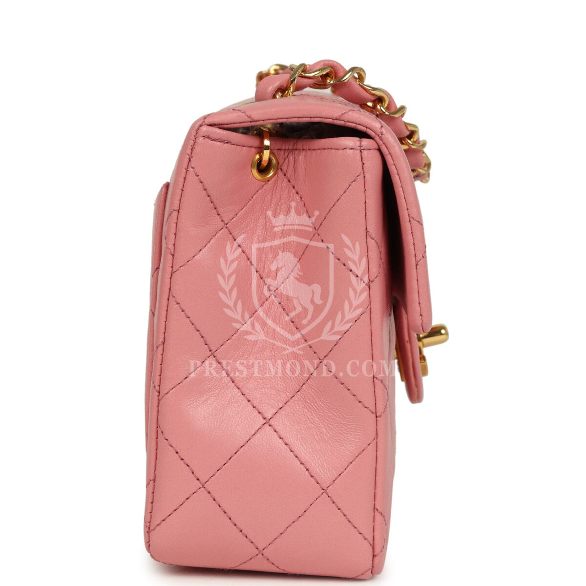 Vintage Chanel Mini Square Flap Dark Pink Lambskin Gold Hardware — изображение 3