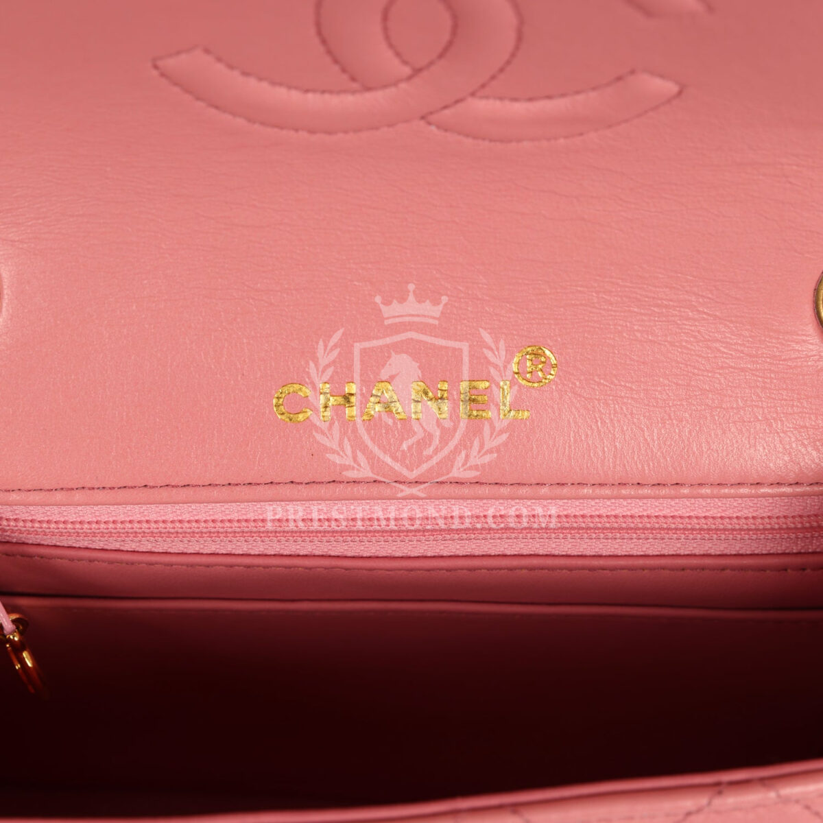 Vintage Chanel Mini Square Flap Dark Pink Lambskin Gold Hardware — изображение 9