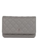 Chanel Wallet on Chain WOC Grey Caviar Light Gold Hardware