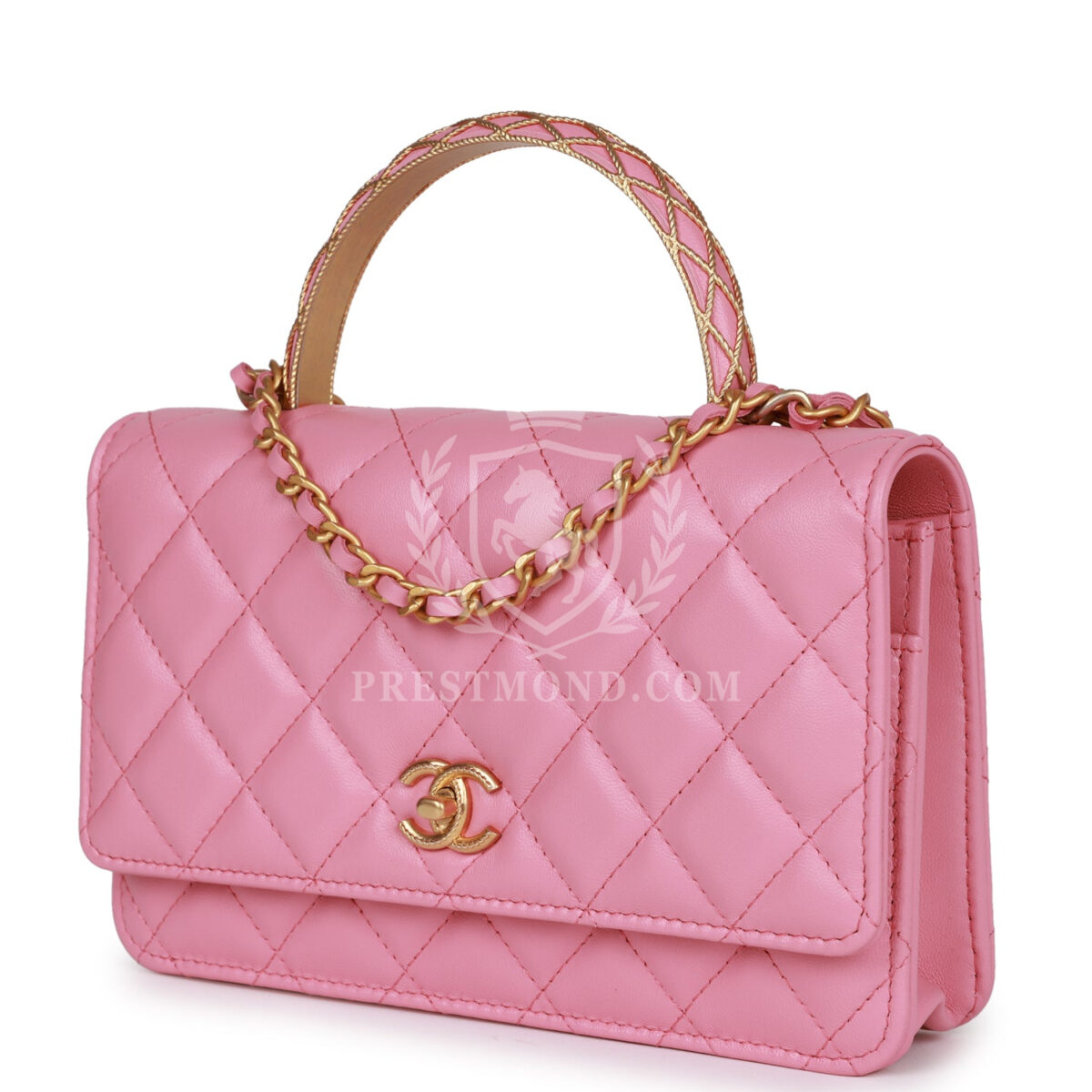 Chanel Wallet on Chain WOC Top Handle Pink Lambskin Gold Hardware — изображение 5