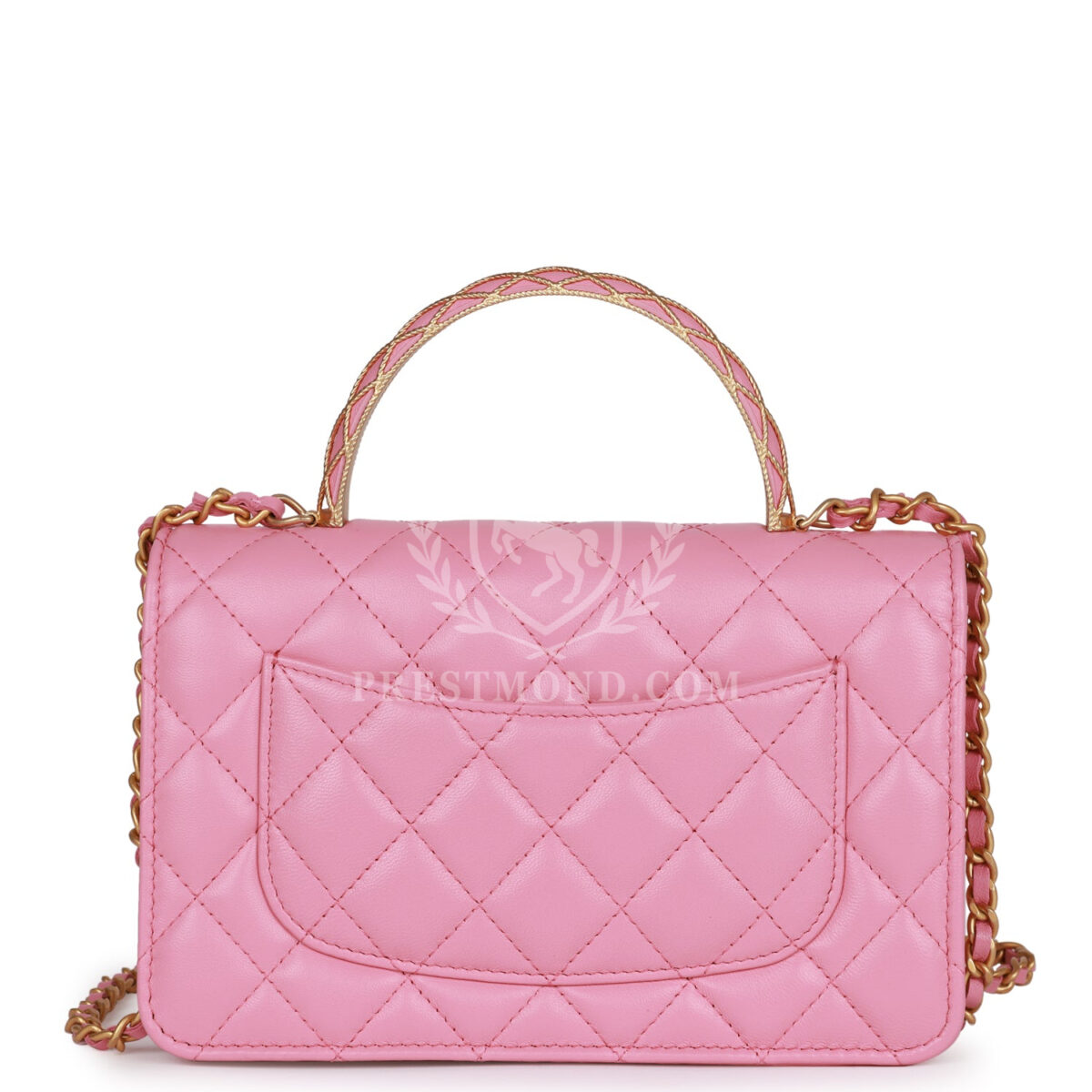 Chanel Wallet on Chain WOC Top Handle Pink Lambskin Gold Hardware — изображение 4