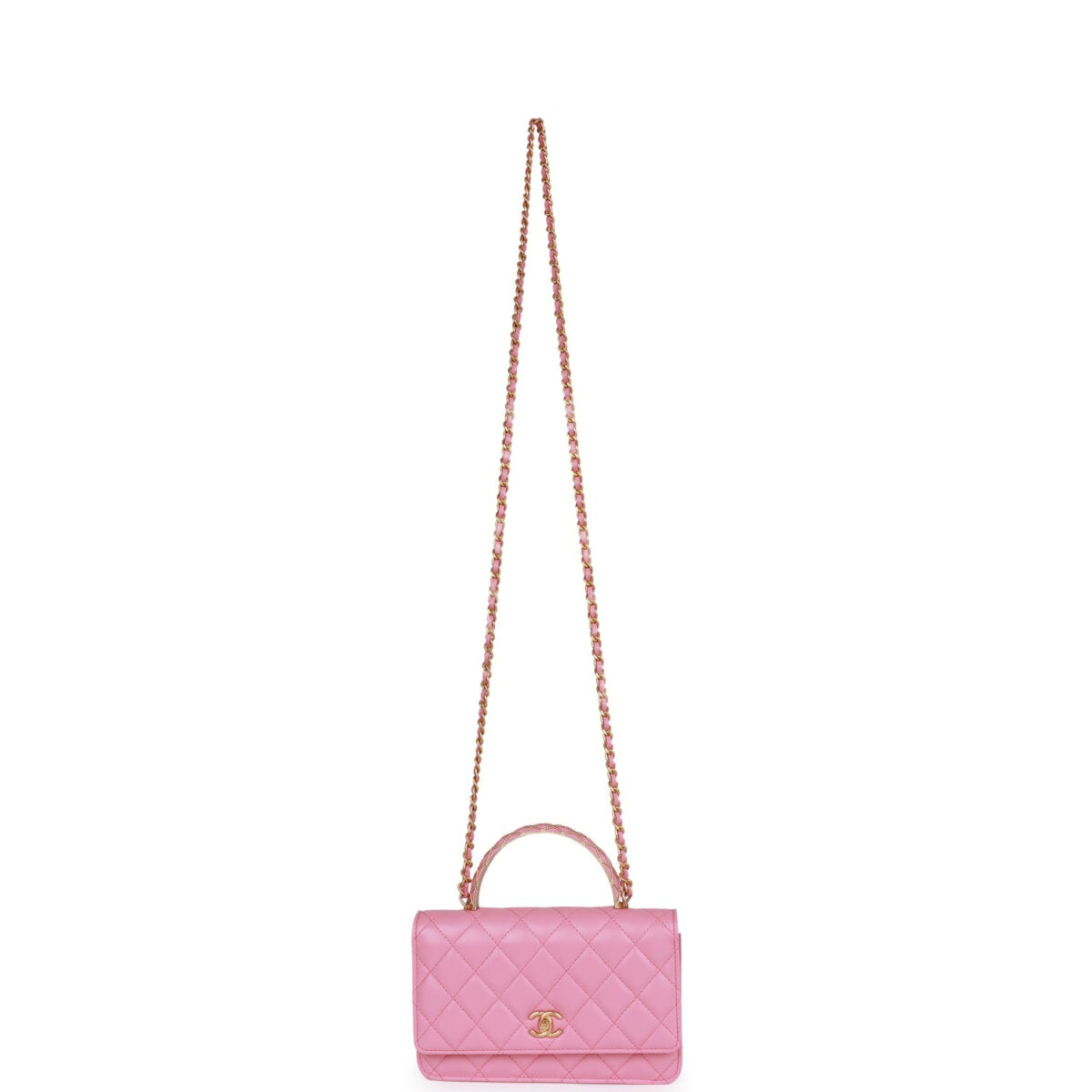 Chanel Wallet on Chain WOC Top Handle Pink Lambskin Gold Hardware — изображение 7