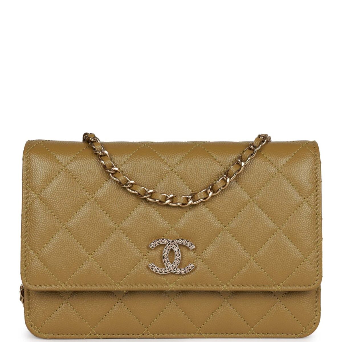 Chanel Wallet on Chain WOC Olive Green Caviar Light Gold Hardware