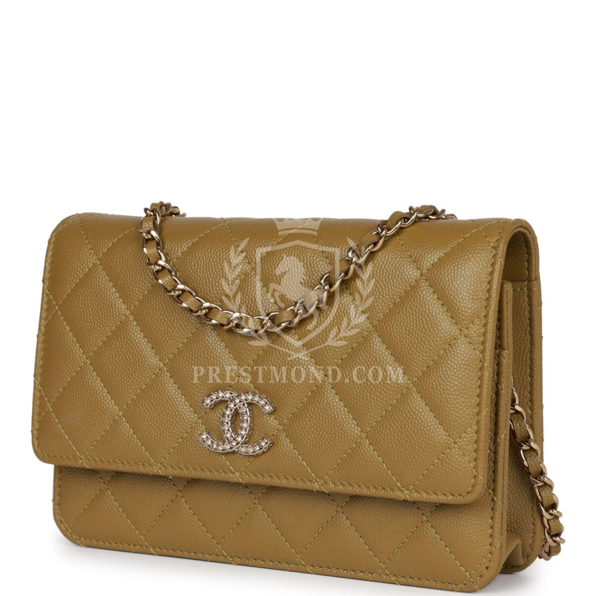 Chanel Wallet on Chain WOC Olive Green Caviar Light Gold Hardware — изображение 5
