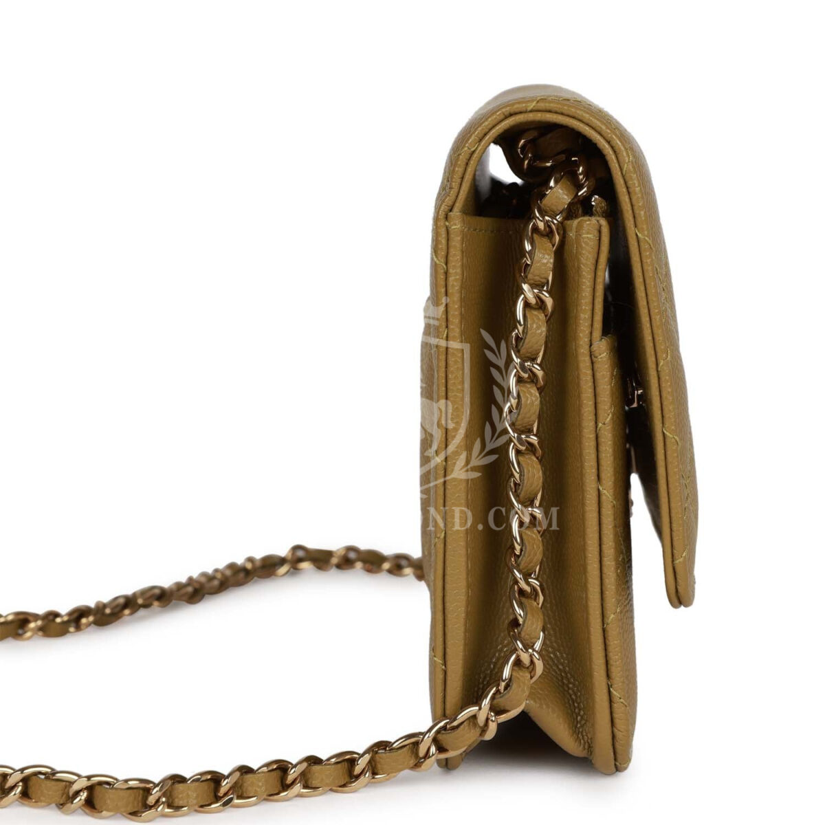 Chanel Wallet on Chain WOC Olive Green Caviar Light Gold Hardware — изображение 3