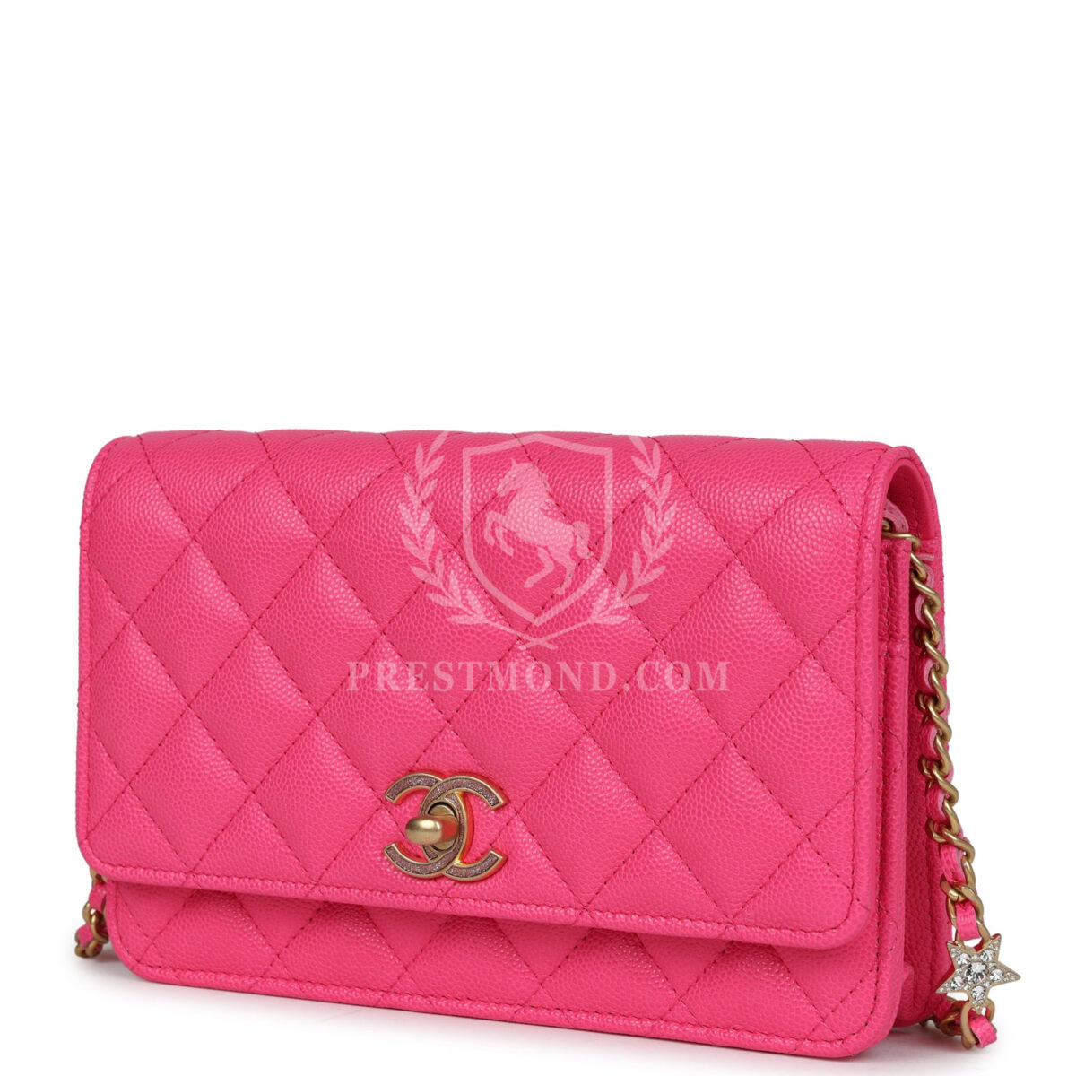 Chanel Wallet on Chain WOC Fuchsia Caviar Antique Gold Hardware — изображение 5