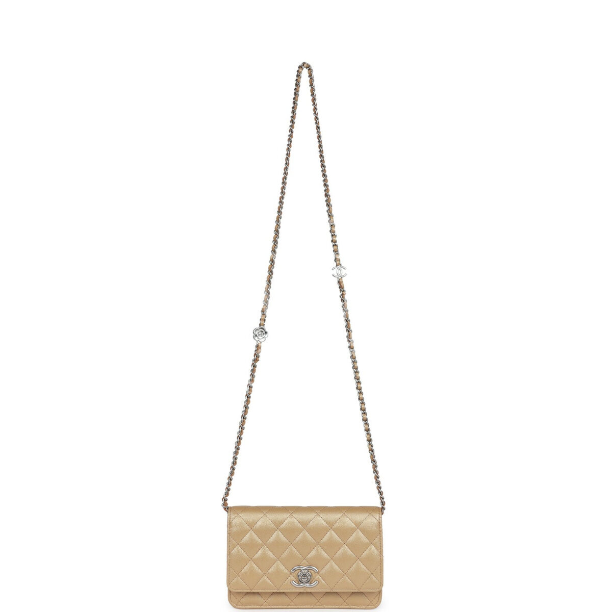 Chanel Wallet On Chain WOC Beige Iridescent Caviar Silver Hardware — изображение 8