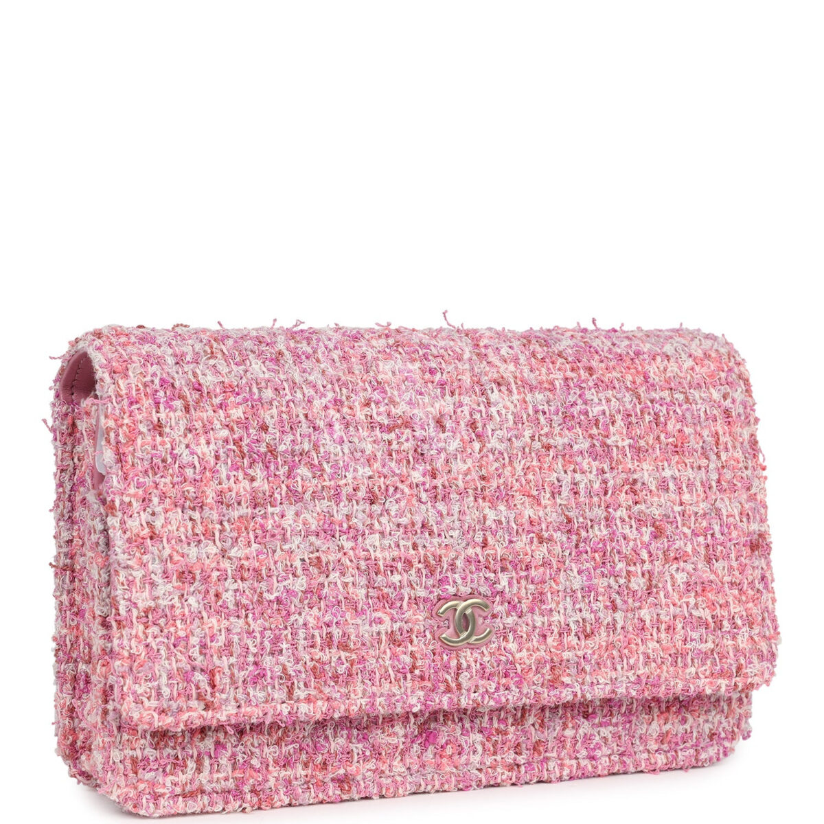 Chanel Classic Wallet On Chain WOC Pink Multicolored Tweed Gold Hardware — изображение 2