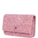 Chanel Classic Wallet On Chain WOC Pink Multicolored Tweed Gold Hardware