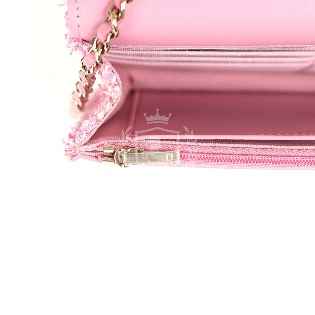 Chanel Classic Wallet On Chain WOC Pink Multicolored Tweed Gold Hardware — изображение 11