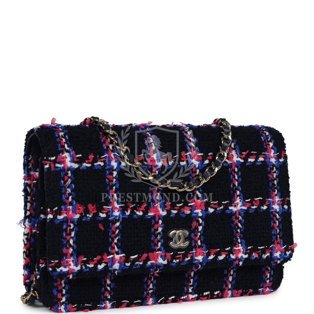 Chanel Wallet On Chain WOC Navy Multicolored Tweed Gold Hardware — изображение 2