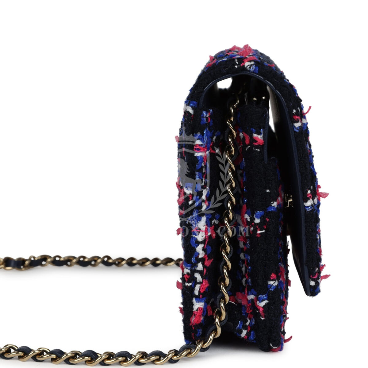 Chanel Wallet On Chain WOC Navy Multicolored Tweed Gold Hardware — изображение 3