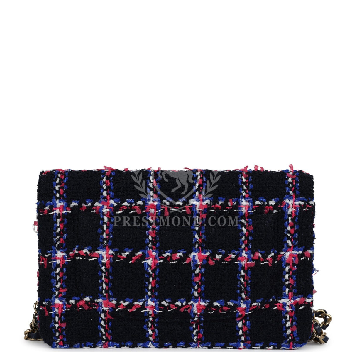 Chanel Wallet On Chain WOC Navy Multicolored Tweed Gold Hardware — изображение 4