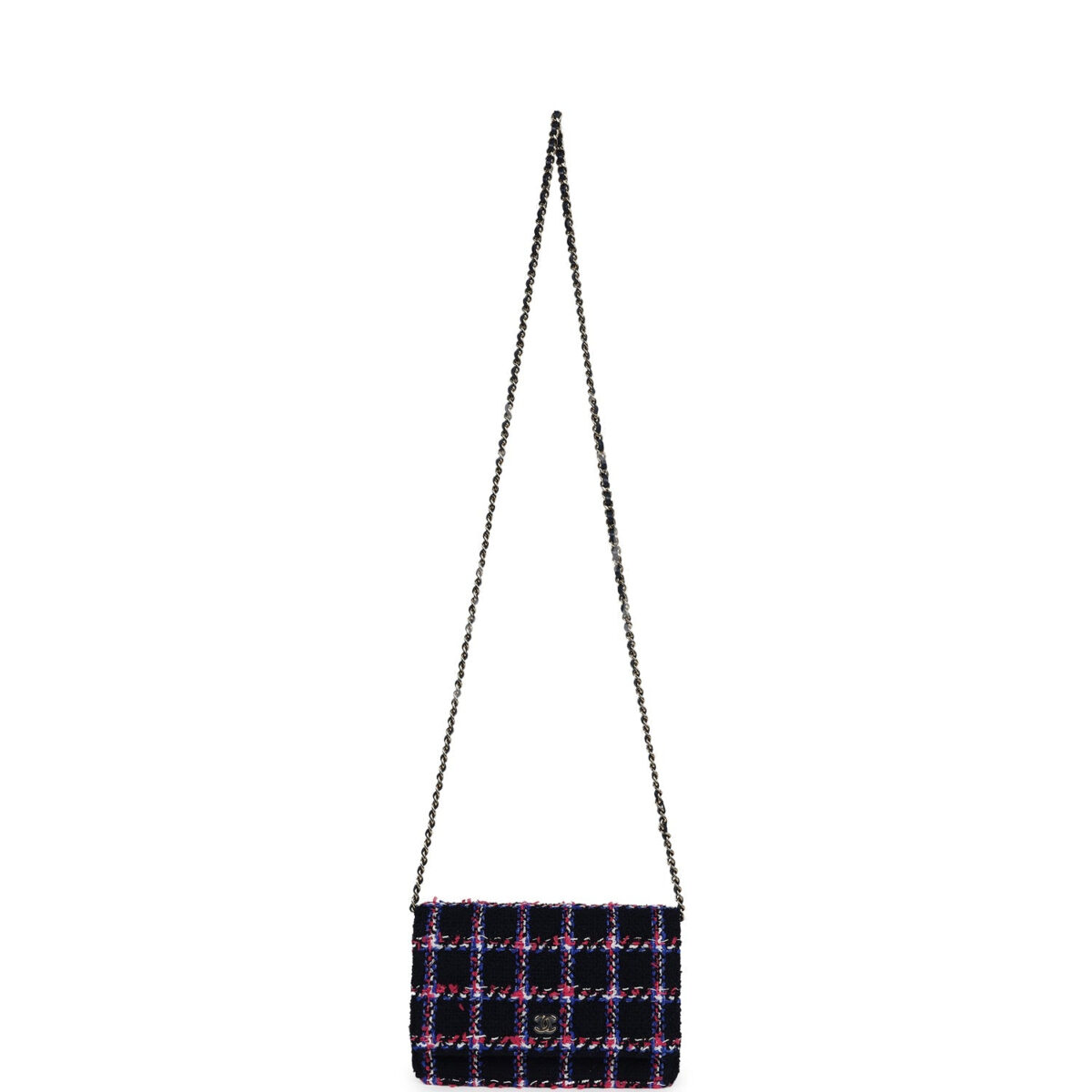 Chanel Wallet On Chain WOC Navy Multicolored Tweed Gold Hardware — изображение 7