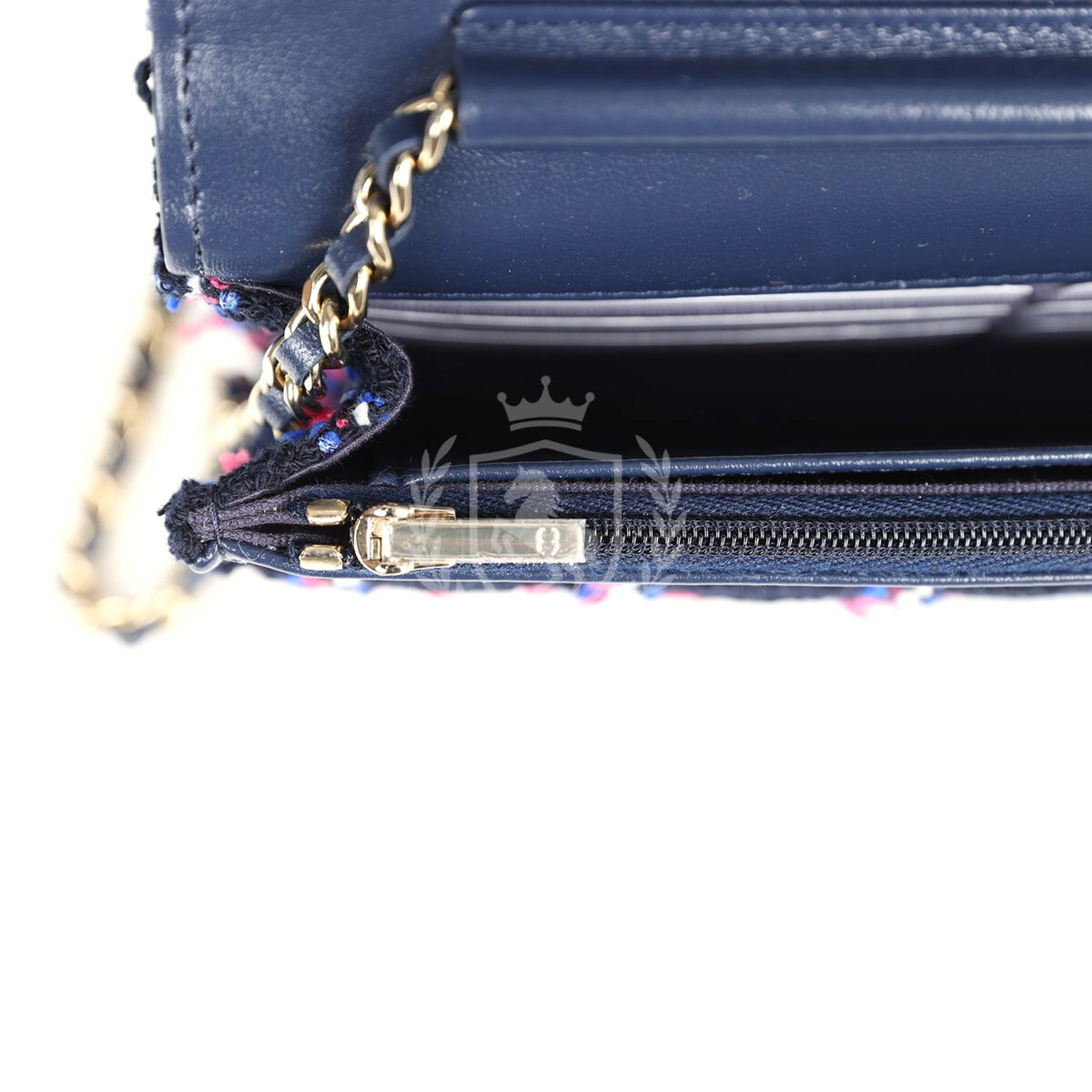 Chanel Wallet On Chain WOC Navy Multicolored Tweed Gold Hardware — изображение 11