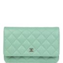 Chanel Wallet On Chain WOC Light Green Caviar Light Gold Hardware