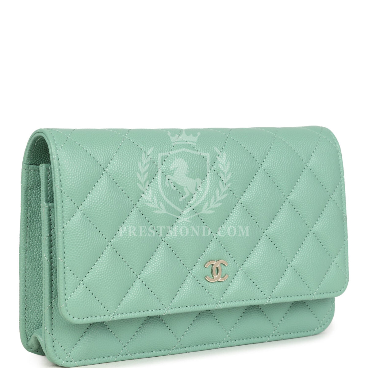 Chanel Wallet On Chain WOC Light Green Caviar Light Gold Hardware — изображение 2