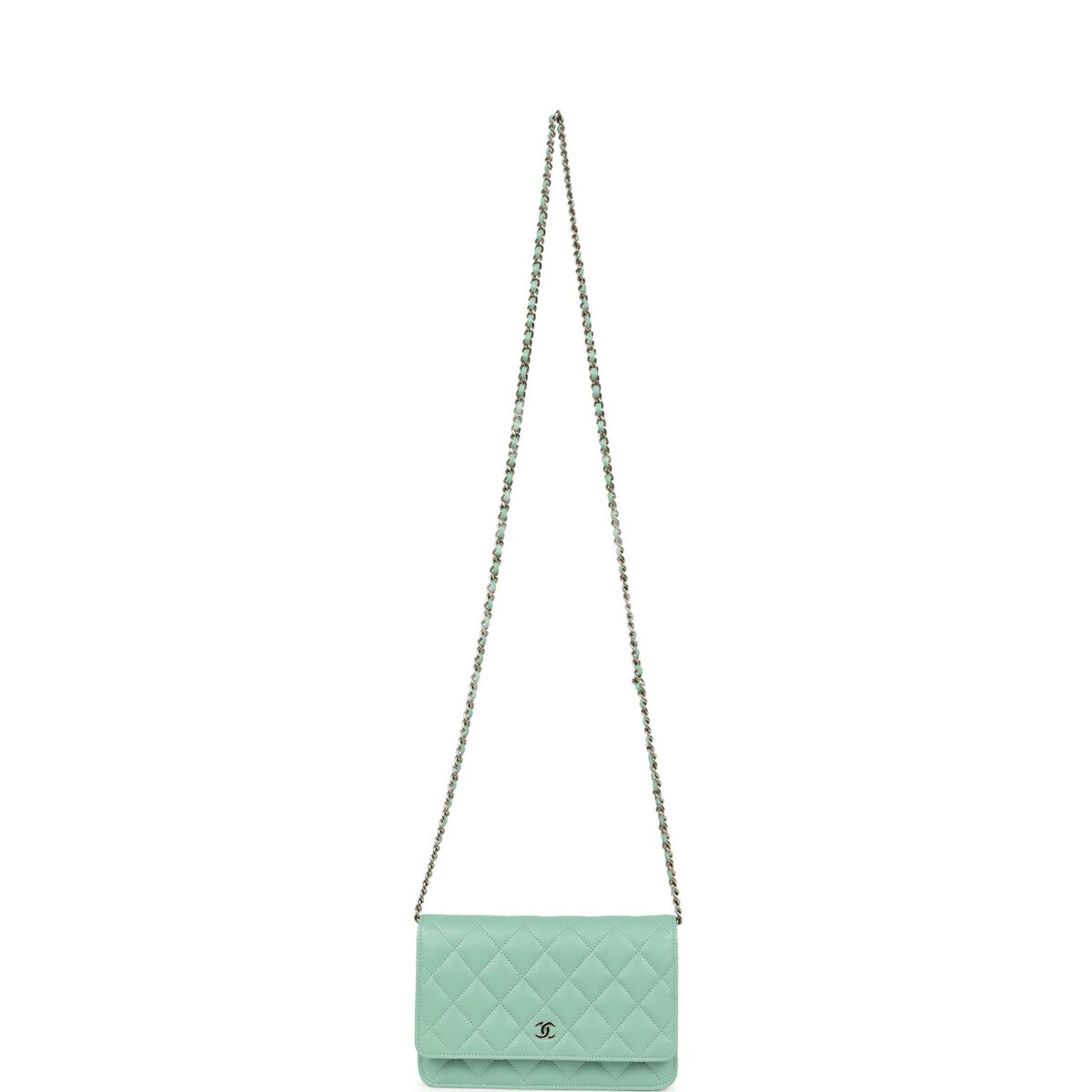 Chanel Wallet On Chain WOC Light Green Caviar Light Gold Hardware — изображение 7