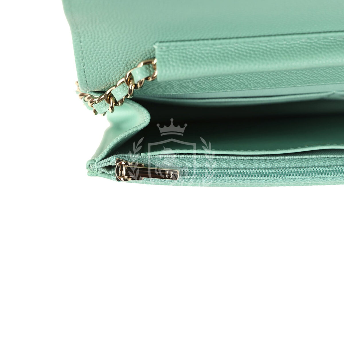 Chanel Wallet On Chain WOC Light Green Caviar Light Gold Hardware — изображение 10
