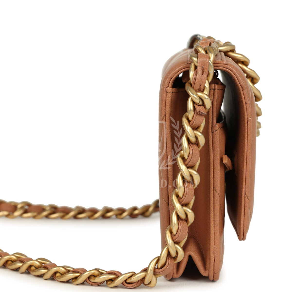 Chanel 19 Wallet On Chain WOC Brown Shiny Lambskin Mixed Metal Hardware — изображение 3