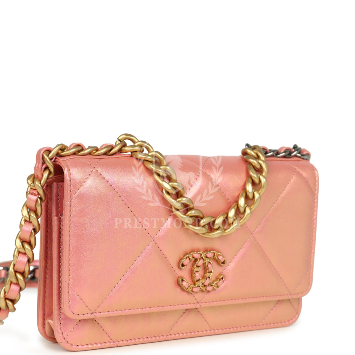 Chanel 19 Wallet On Chain WOC Pink Iridescent Shiny Lambskin Mixed Metal Hardware — изображение 2