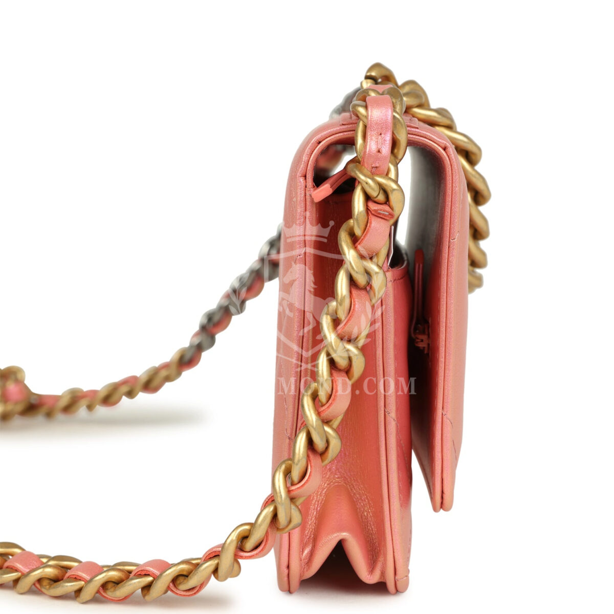 Chanel 19 Wallet On Chain WOC Pink Iridescent Shiny Lambskin Mixed Metal Hardware — изображение 3