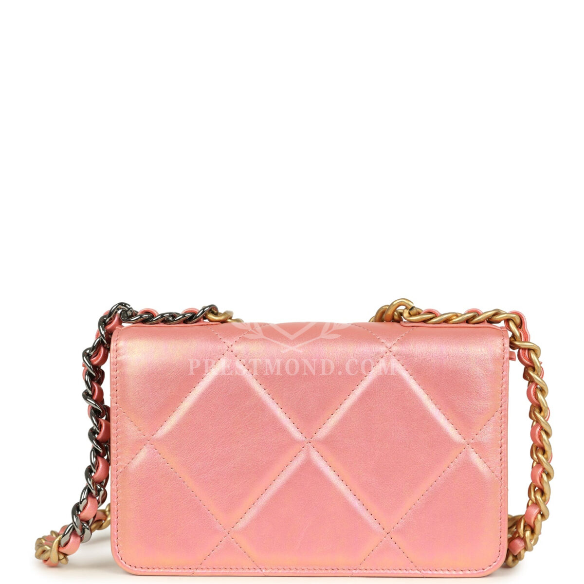 Chanel 19 Wallet On Chain WOC Pink Iridescent Shiny Lambskin Mixed Metal Hardware — изображение 4