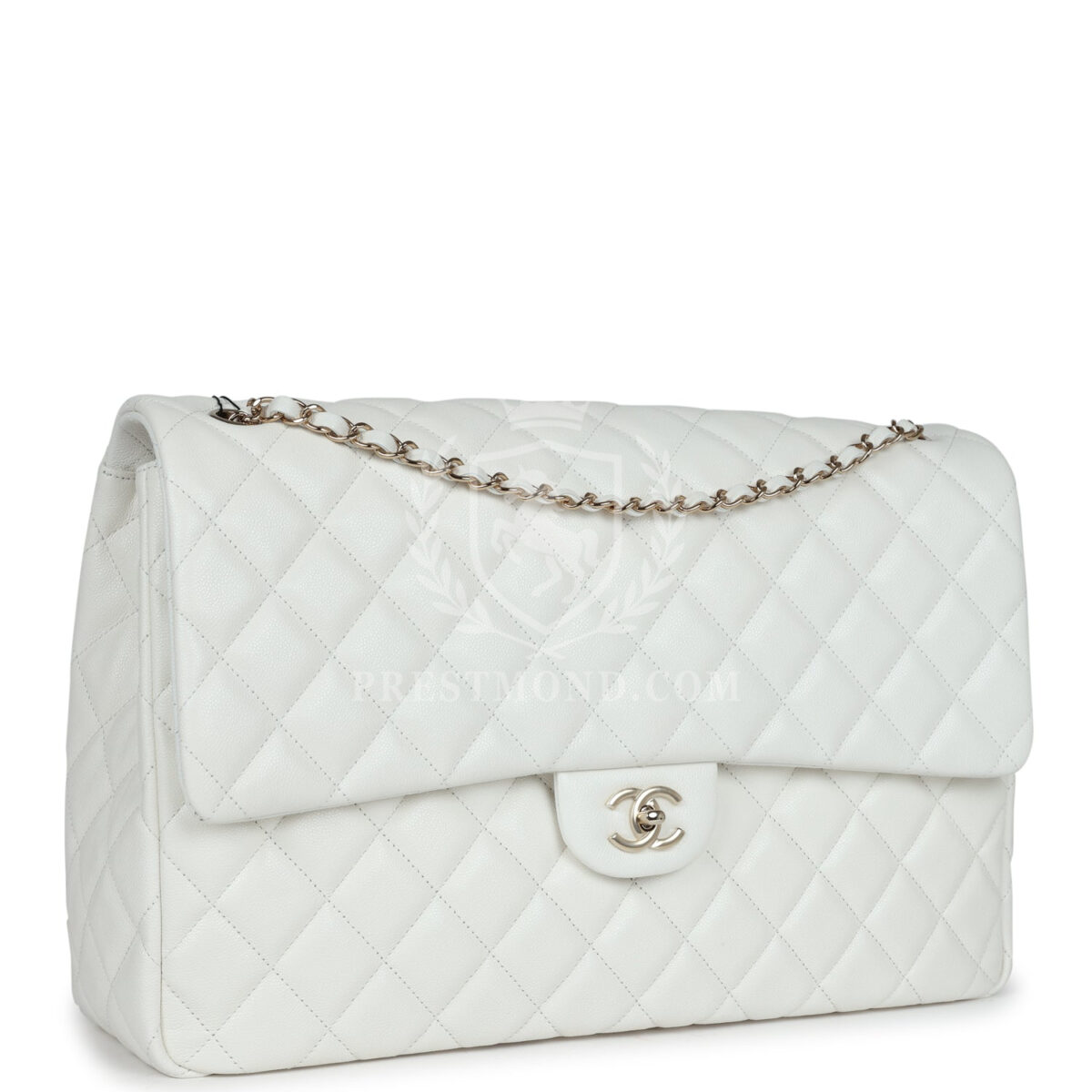 Chanel XXL Flap Bag White Shiny Caviar Light Gold Hardware — изображение 2