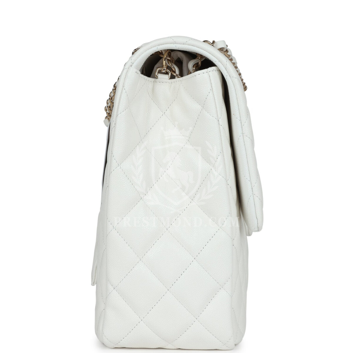 Chanel XXL Flap Bag White Shiny Caviar Light Gold Hardware — изображение 3