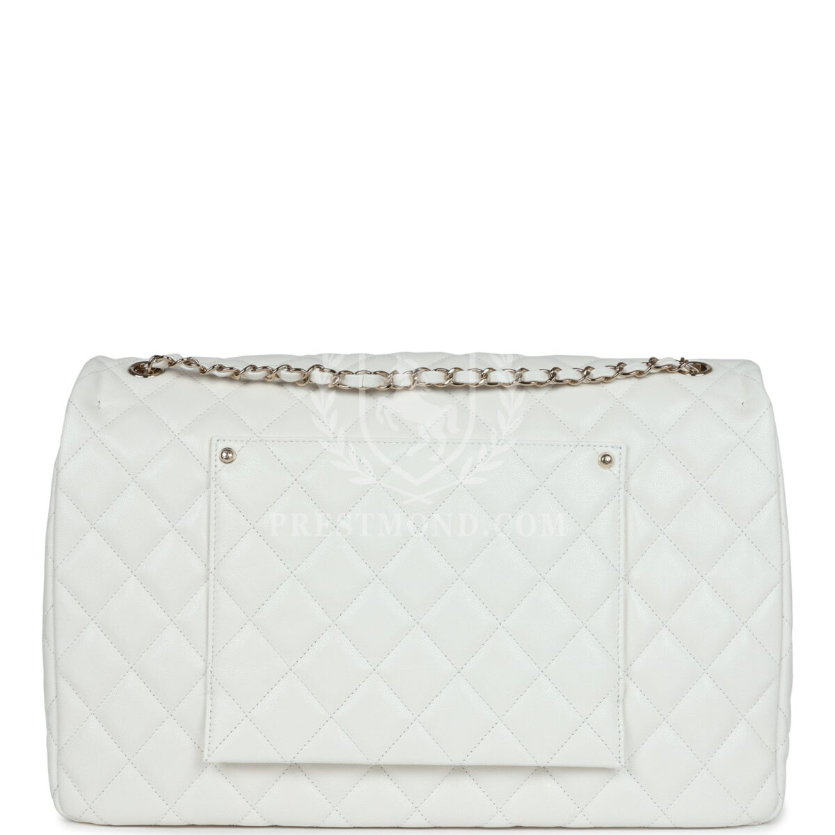 Chanel XXL Flap Bag White Shiny Caviar Light Gold Hardware — изображение 4