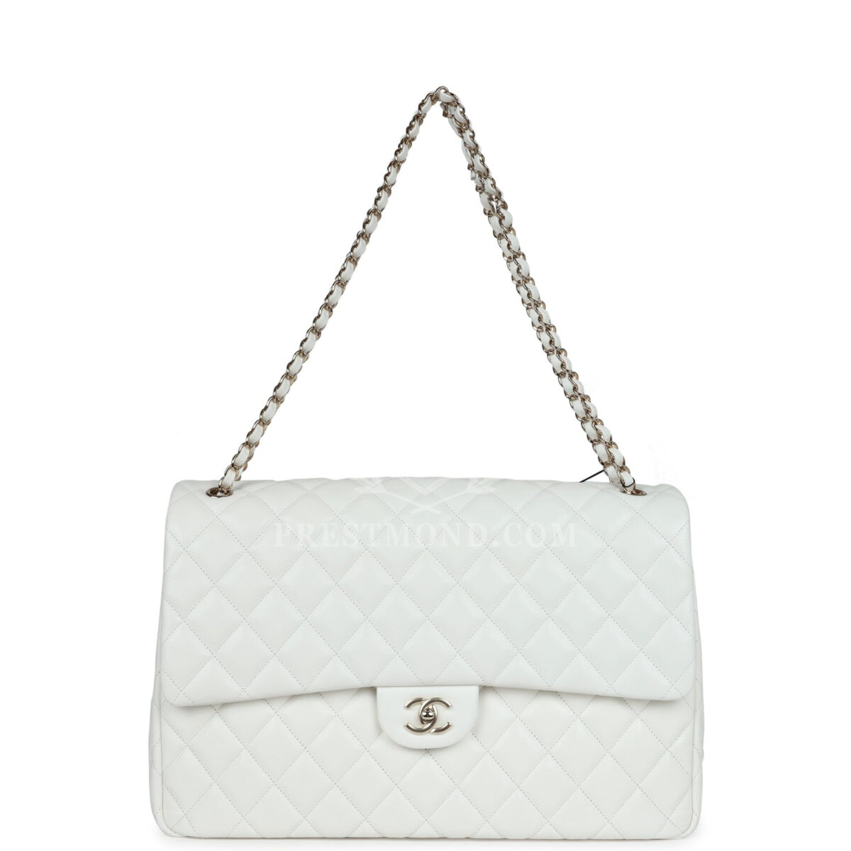 Chanel XXL Flap Bag White Shiny Caviar Light Gold Hardware — изображение 7