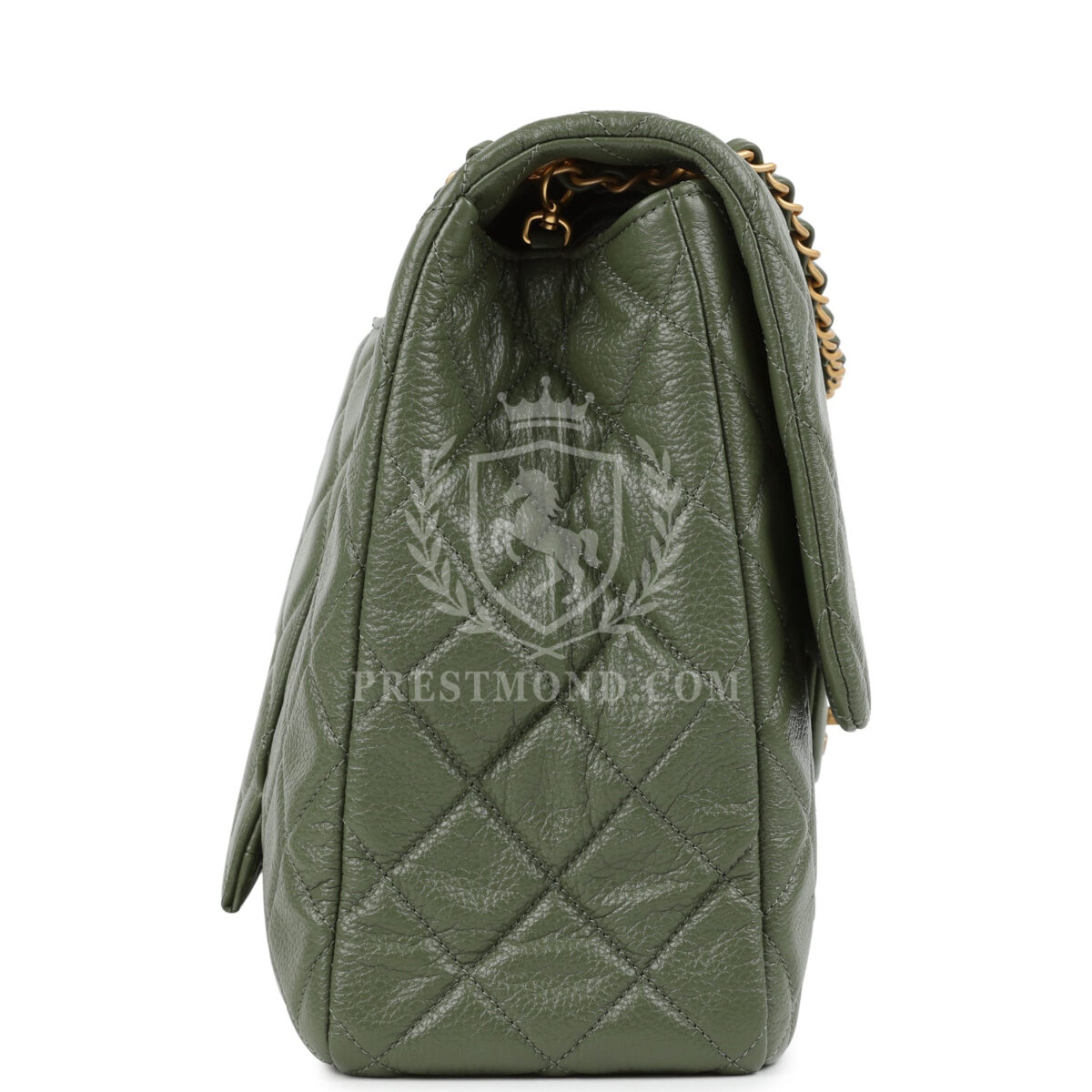 Chanel XXL Classic Single Flap Bag Khaki Shiny Aged Calfskin Brushed Gold Hardware — изображение 3