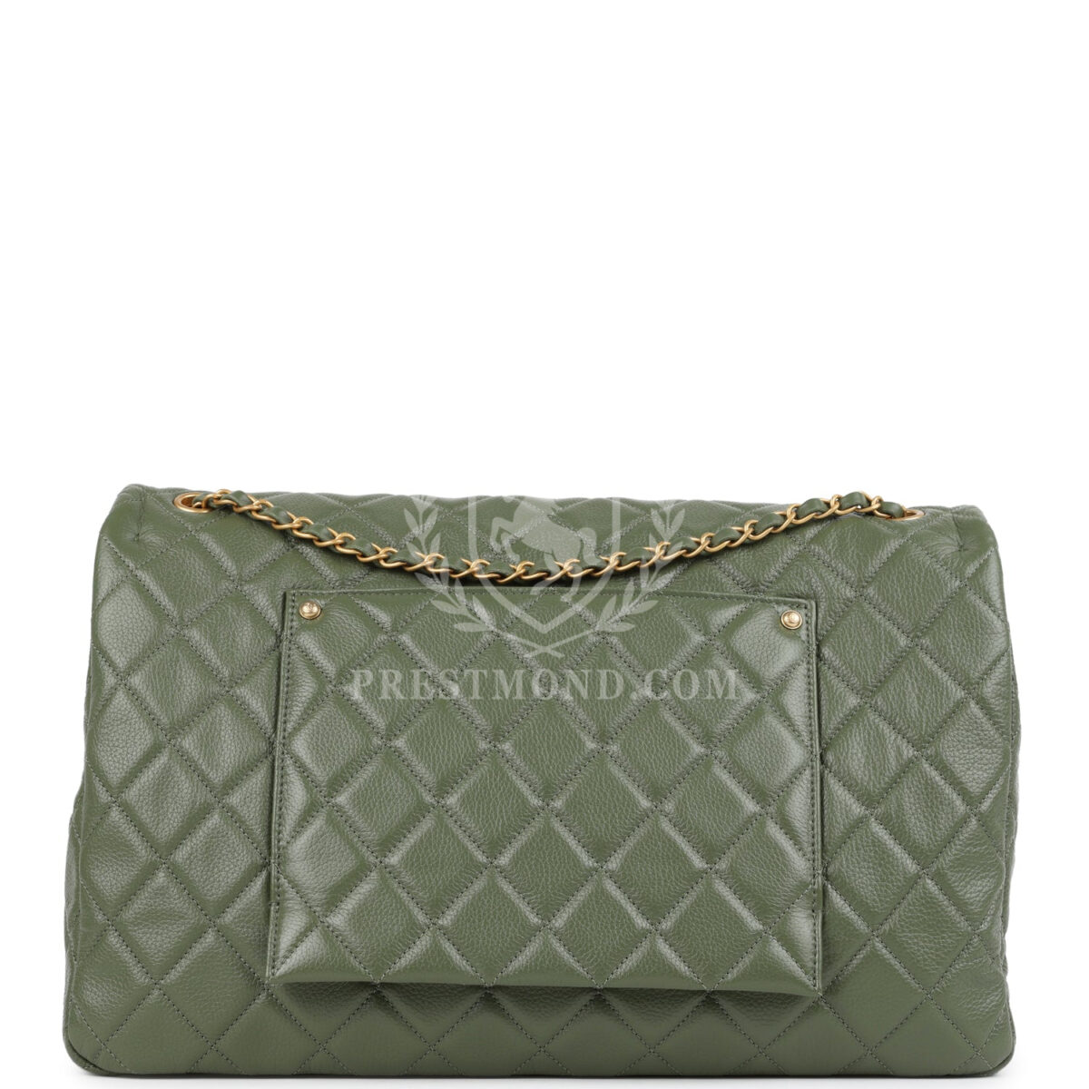 Chanel XXL Classic Single Flap Bag Khaki Shiny Aged Calfskin Brushed Gold Hardware — изображение 5