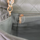 Chanel XXL Classic Single Flap Bag Khaki Shiny Aged Calfskin Brushed Gold Hardware