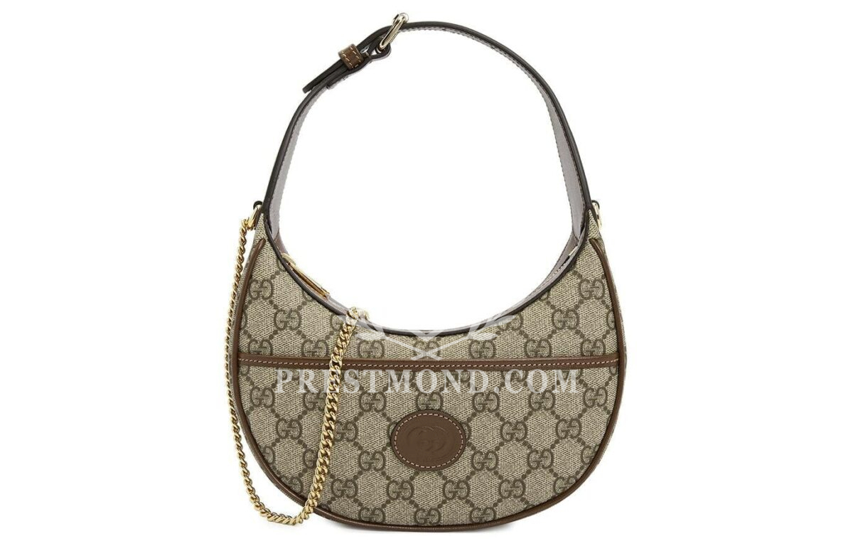 GUCCI Crescent Canvas With Leather Binding