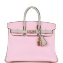 Hermes Special Order (HSS) Birkin 25 Rose Sakura and Gris Perle Chevre Mysore Rose GHW