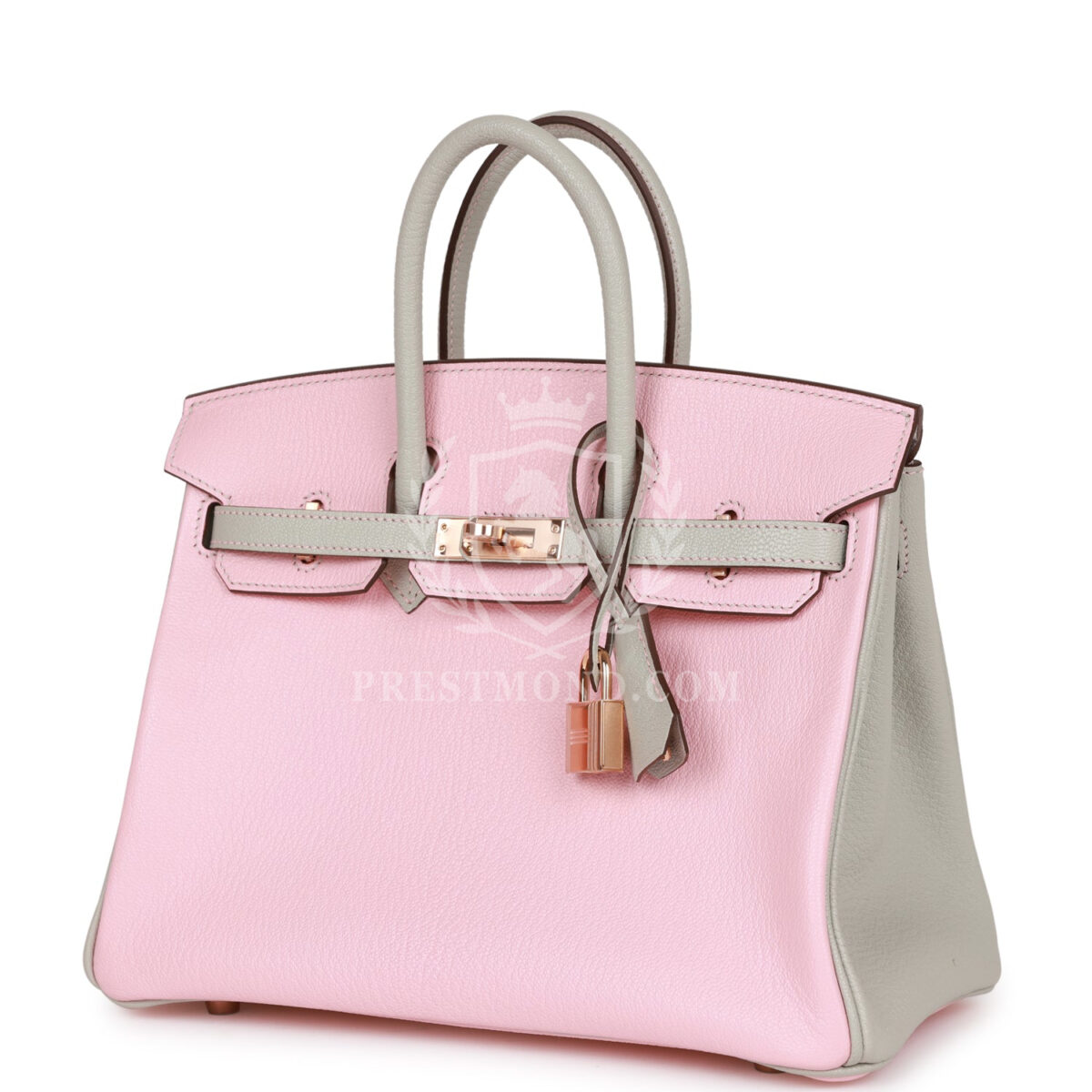 Hermes Special Order (HSS) Birkin 25 Rose Sakura and Gris Perle Chevre Mysore Rose GHW — изображение 5