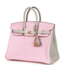 Hermes Special Order (HSS) Birkin 25 Rose Sakura and Gris Perle Chevre Mysore Rose GHW
