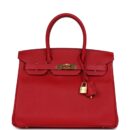 Hermes Birkin 30 Rouge Casaque Epsom GHW
