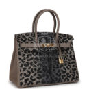 Custom Leopard Swarovski Crystal Hermes Birkin 30 Gris Asphalte Togo GHW