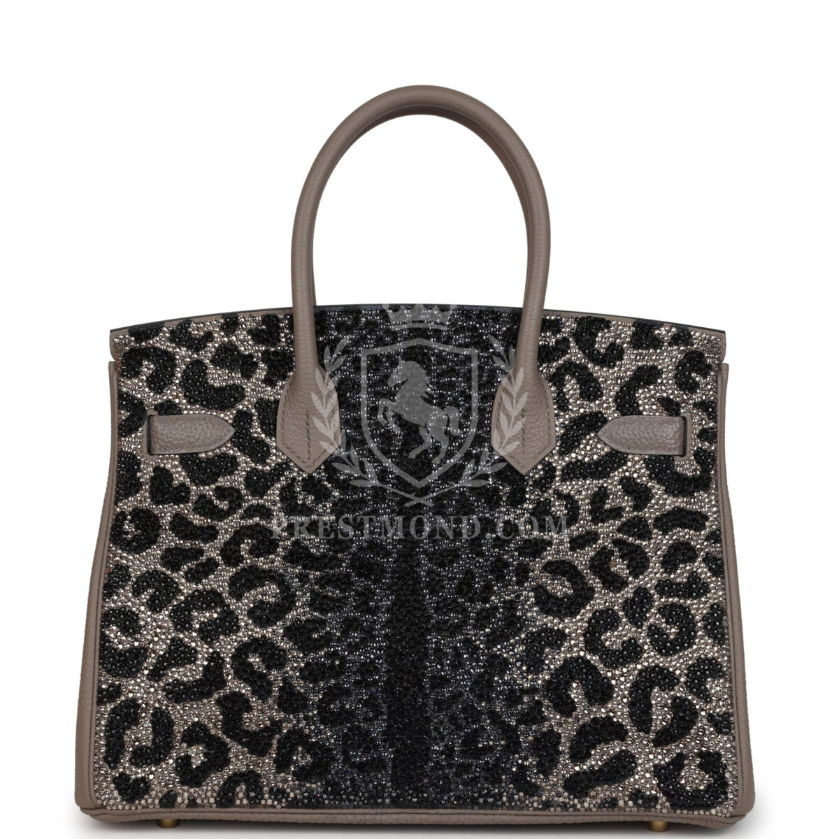 Custom Leopard Swarovski Crystal Hermes Birkin 30 Gris Asphalte Togo GHW — изображение 5