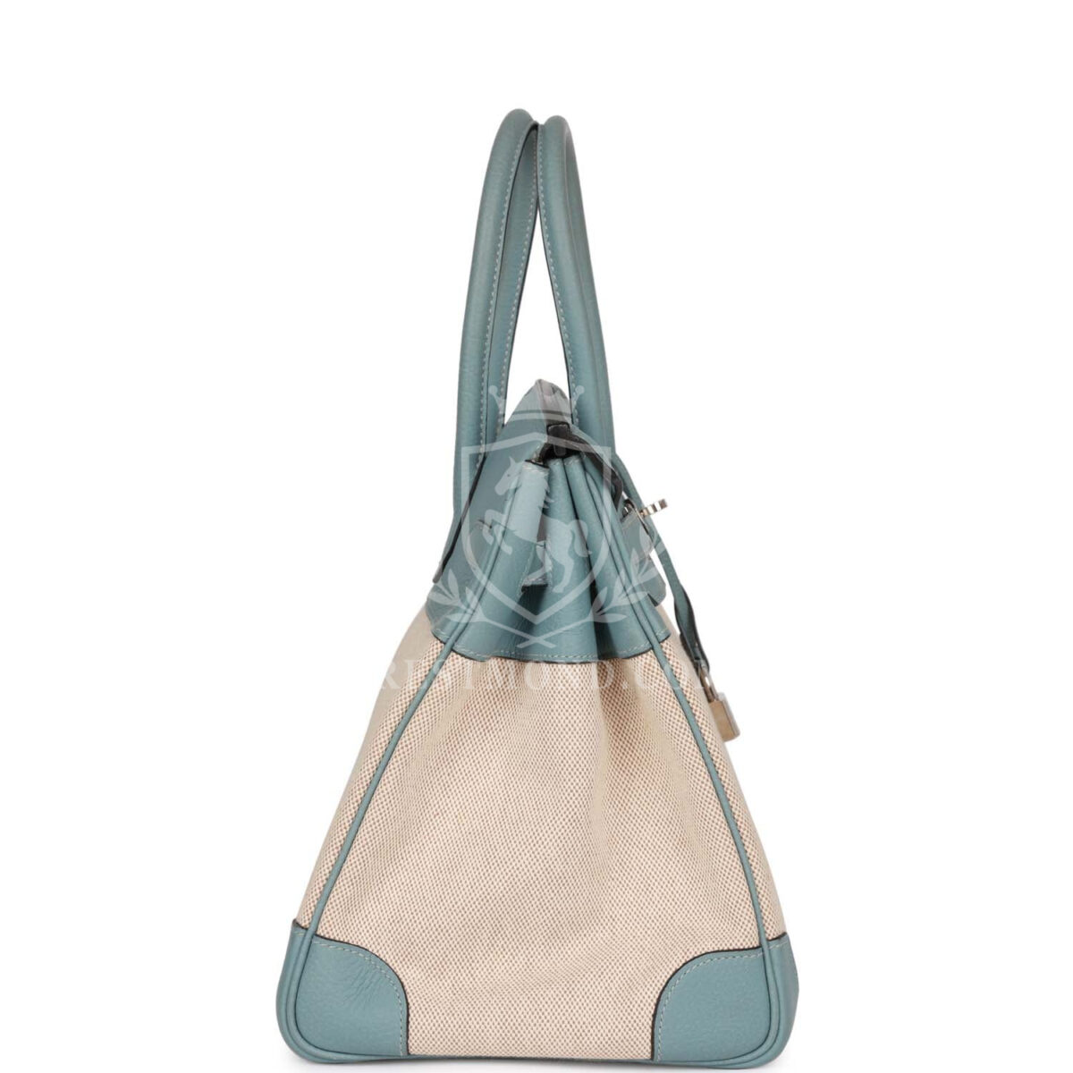 Hermes Birkin 35 Ciel Clemence and Ecru-Beige Toile H PHW — изображение 3