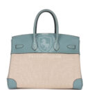 Hermes Birkin 35 Ciel Clemence and Ecru-Beige Toile H PHW