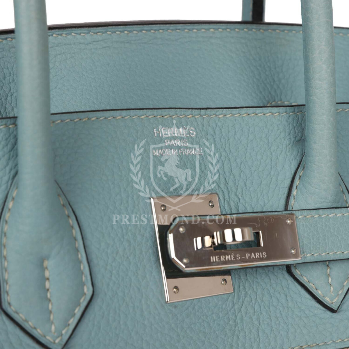Hermes Birkin 35 Ciel Clemence and Ecru-Beige Toile H PHW — изображение 7