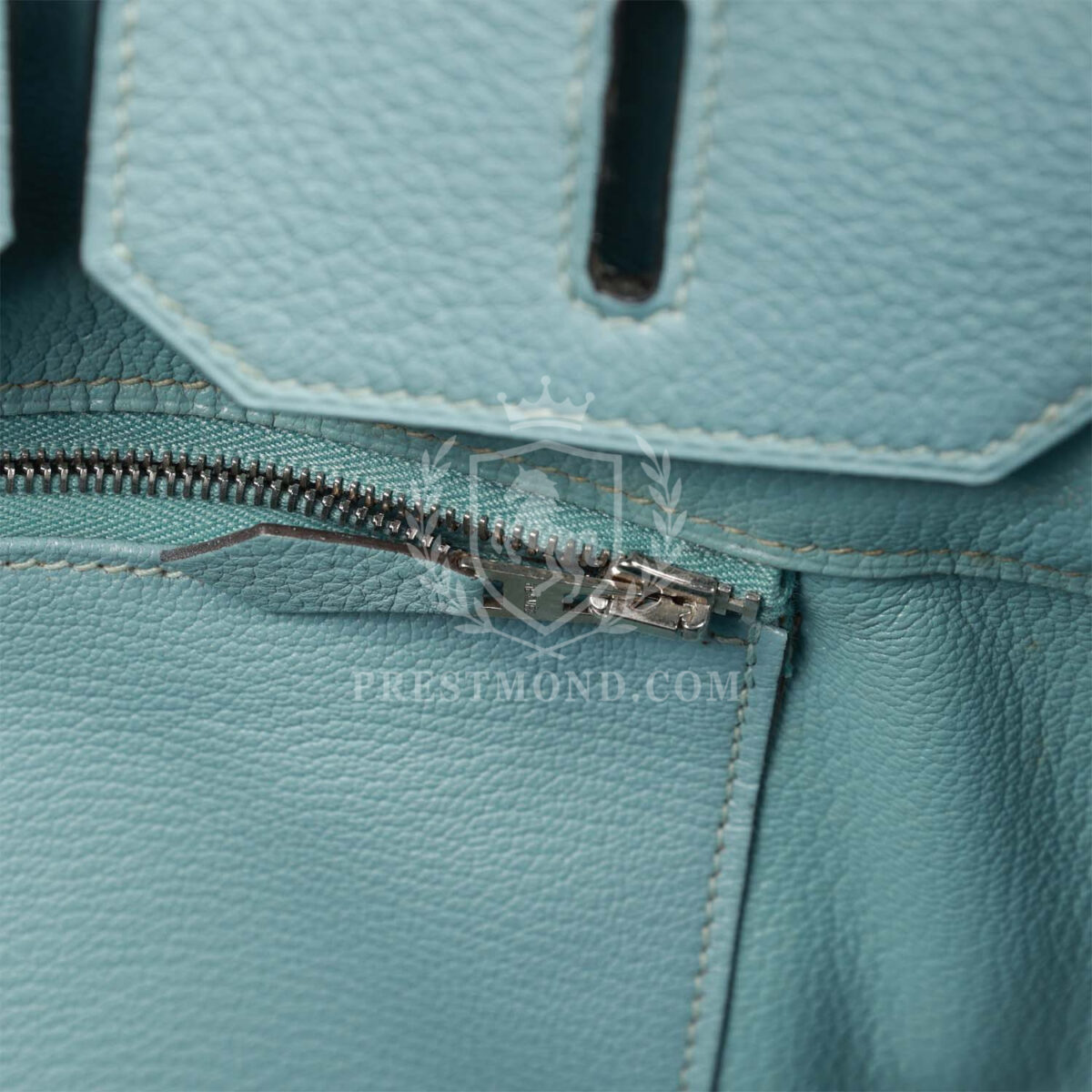 Hermes Birkin 35 Ciel Clemence and Ecru-Beige Toile H PHW — изображение 9