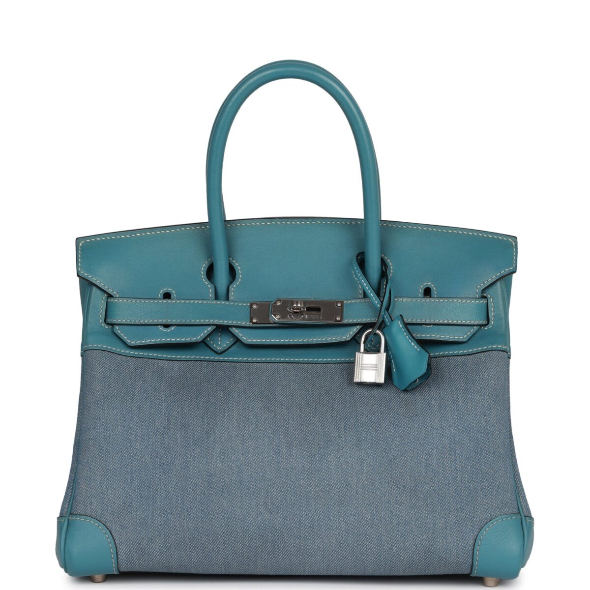 Vintage Hermes Birkin 30 Blue Jean Gulliver and Denim PHW