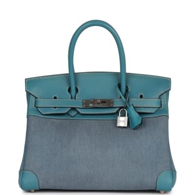 Vintage Hermes Birkin 30 Blue Jean Gulliver and Denim PHW