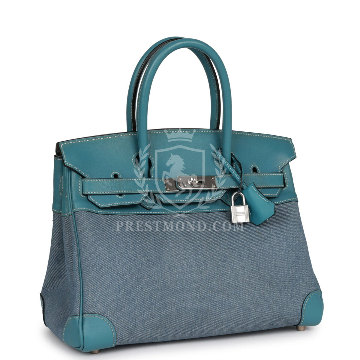 Vintage Hermes Birkin 30 Blue Jean Gulliver and Denim PHW — изображение 2