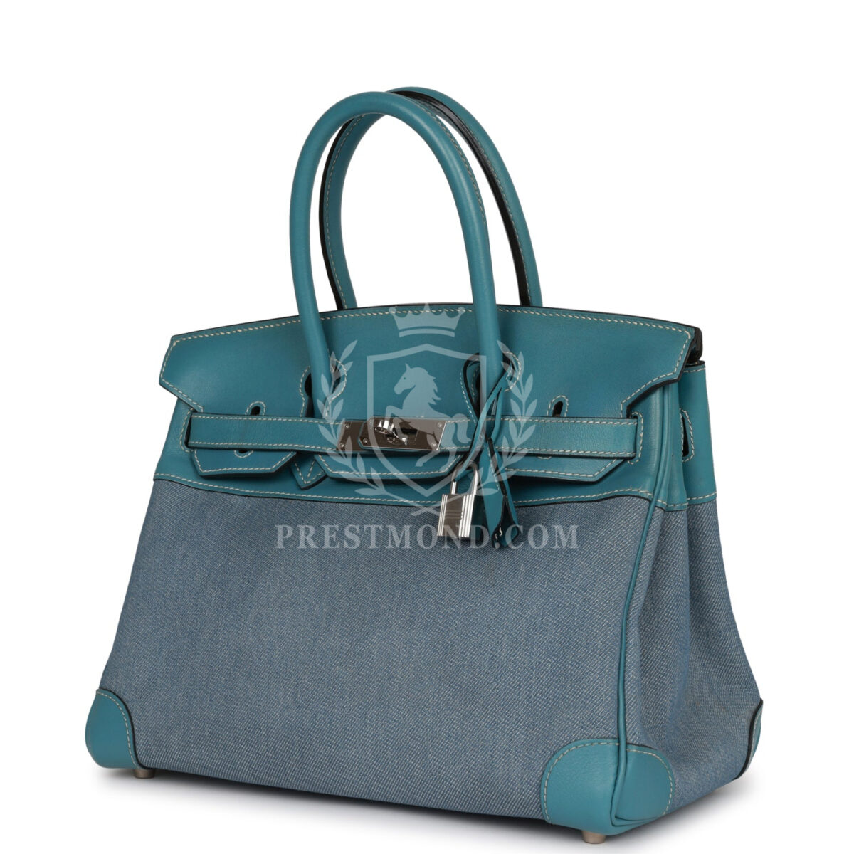 Vintage Hermes Birkin 30 Blue Jean Gulliver and Denim PHW — изображение 5